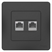 Розетка компьютерная Systeme Electric Blanca встраиваемая антрацит 2хRJ45 (BLNIS045456)