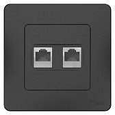 Розетка компьютерная Systeme Electric Blanca встраиваемая антрацит 2хRJ45 (BLNIS045456)