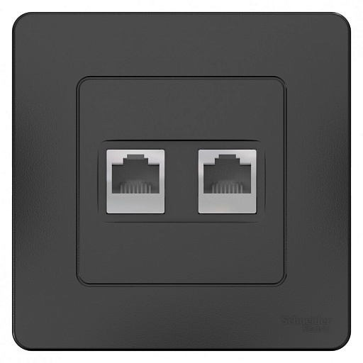 Розетка компьютерная Systeme Electric Blanca встраиваемая антрацит 2хRJ45 (BLNIS045456)