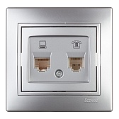 Розетка компьютерная/телефонная с рамкой Lezard MIRA 701-1010-143 скрытая установка металл серый Розетка компьютерная/телефонная с рамкой Lezard MIRA 701-1010-143 скрытая установка металл серый