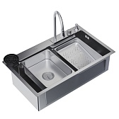 Мойка для кухни Mixline Pro 75х46х22 см врезная многофункциональная сталь сатин (552103) Мойка для кухни Mixline Pro 75х46х22 см врезная многофункциональная сталь сатин (552103)
