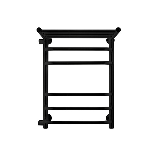 Полотенцесушитель водяной Indigo Brace 600х400 мм лесенка с боковым подключением 500 мм слева с полкой черный муар Полотенцесушитель водяной Indigo Brace 600х400 мм лесенка с боковым подключением 500 мм слева с полкой черный муар