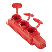 Розетка штепсельная Svet тройная с заземлением IP44 настенная красная Розетка штепсельная Svet тройная с заземлением IP44 настенная красная