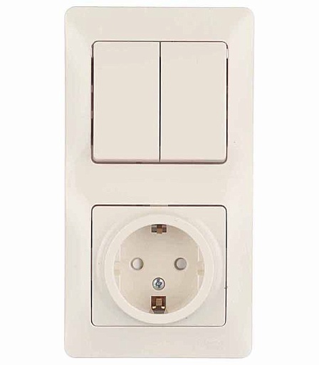 Блок выключатель и розетка Systeme Electric Glossa двухклавишный встраиваемый бежевый со шторками (GSL000274) Блок выключатель и розетка Systeme Electric Glossa двухклавишный встраиваемый бежевый со шторками (GSL000274)