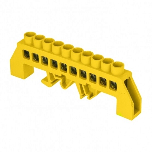 Шина нулевая в нейлоновом корпусе на DIN-рейку EKF PROxima 8х12 мм 10 отверстий желтая (20 шт.) (sn0-125-10-dpe)