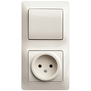 Блок выключатель и розетка Systeme Electric Glossa одноклавишный встраиваемый бежевый (GSL000260)