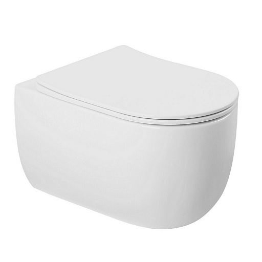 Унитаз подвесной Abber Bequem безободковый белый с сиденьем дюропласт микролифт смыв торнадо (AC1104TN)
