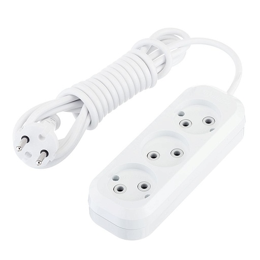 Удлинитель Makel 3 розетки 3 м ПВС 2х0,75 кв.мм 10 А 2,2 кВт белый (MGP123)