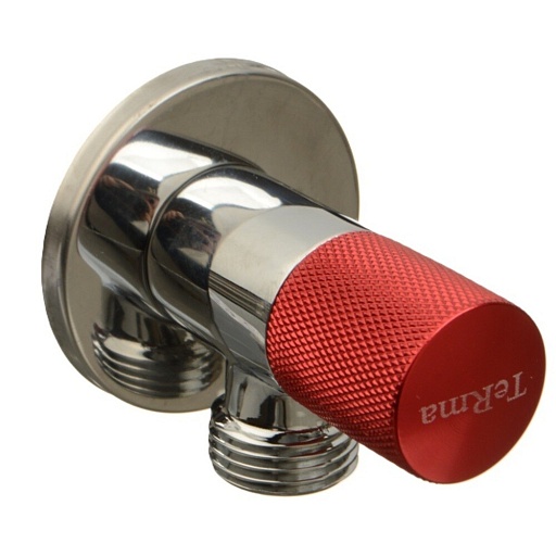 Кран латунный Terma 1/2 НР(ш) х 1/2 НР(ш) для подключения бытовой техники хром вентиль угловой (26213)