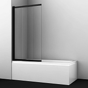 Шторка для ванной стеклянная прозрачная 100х140х0,6 см распашная профиль черный WasserKraft Dill 61S (61S02-100 Wassershutz)