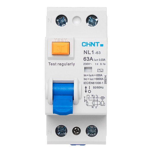 УЗО Chint NL1-63 63А 1P+N тип AC 30 мА 6 кА (200214)