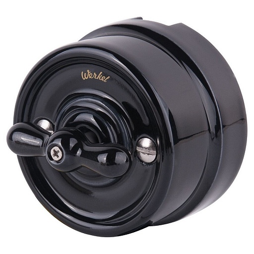 Переключатель Werkel Ретро одноклавишный накладной черный (a051454) Переключатель Werkel Ретро одноклавишный накладной черный (a051454)