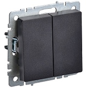 Выключатель IEK Brite ВС10-2-6-БрЧ двухклавишный встраиваемый черный проходной (BR-V22-0-10-K02)