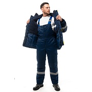 Костюм рабочий мужской утепленный Спрут Бруклин 52-54 рост 182-188 см темно-синий/васильковый