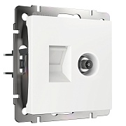 Розетка телевизионная/ компьютерная Werkel встраиваемая белая TV/ RJ45 (a056109) Розетка телевизионная/ компьютерная Werkel встраиваемая белая TV/ RJ45 (a056109)