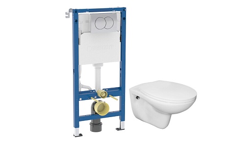 Комплект инсталляции Geberit Delta Duofix с унитазом Corsa Deco AX Rimless с кнопкой хром и сиденьем дюропласт микролифт (458.149.21.2/WHAX530RS)