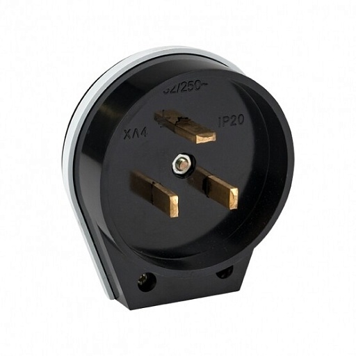 Вилка настенная открытая установка 2P+PE IP20 черная для разъема РШ-ВШ (AS-250-B-02) Вилка настенная открытая установка 2P+PE IP20 черная для разъема РШ-ВШ (AS-250-B-02)