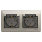 Розетка Systeme Electric Glossa встраиваемая молочная со шторками (GSL000947)