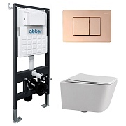 Комплект инсталляции Abber с унитазом Rechteck с кнопкой розовое золото и сиденьем микролифт (AC1201-AC0105-AC0120RG) Комплект инсталляции Abber с унитазом Rechteck с кнопкой розовое золото и сиденьем микролифт (AC1201-AC0105-AC0120RG)