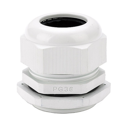 Кабельный ввод Dekraft PG36 диаметром 23-32 мм IP55 пластиковый белый (32157DEK)