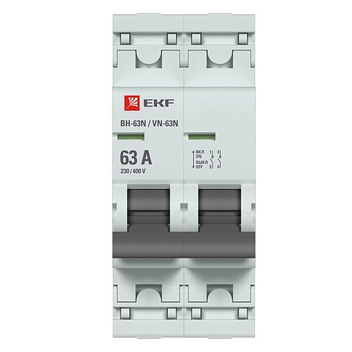 Выключатель нагрузки EKF PROxima ВН-63N 2Р 63А 230 В на DIN-рейку (S63263) Выключатель нагрузки EKF PROxima ВН-63N 2Р 63А 230 В на DIN-рейку (S63263)