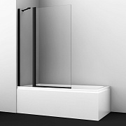 Шторка для ванной стеклянная прозрачная 110х140х0,6 см распашная профиль черный WasserKraft Berkel 48P (48P02-110BLACK Fixed)