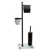 Стойка с бумагодержателем и ершом WasserKraft напольная стекло/металл черная Стойка с бумагодержателем и ершом WasserKraft напольная стекло/металл черная