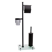 Стойка с бумагодержателем и ершом WasserKraft напольная стекло/металл черная