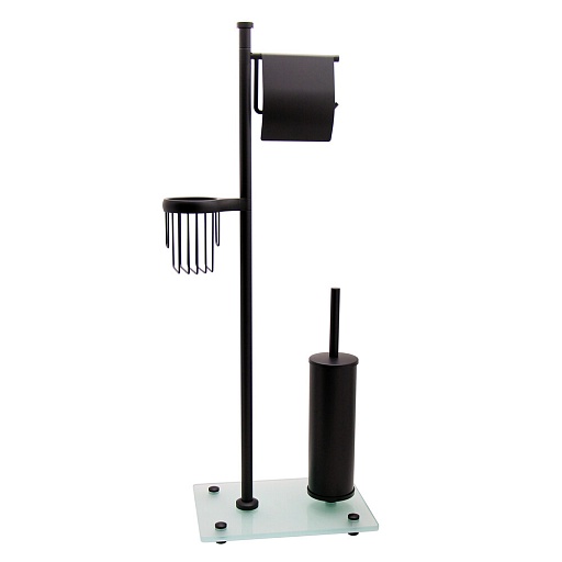 Стойка с бумагодержателем и ершом WasserKraft напольная стекло/металл черная  Стойка с бумагодержателем и ершом WasserKraft напольная стекло/металл черная