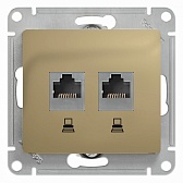 Розетка компьютерная Systeme Electric Glossa встраиваемая титан 2хRJ45 (GSL000485KK)