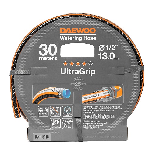 Шланг поливочный 1/2 30 м шестислойный Daewoo UltraGrip Plus ПВХ (DWH 5115) Шланг поливочный 1/2 30 м шестислойный Daewoo UltraGrip Plus ПВХ (DWH 5115)