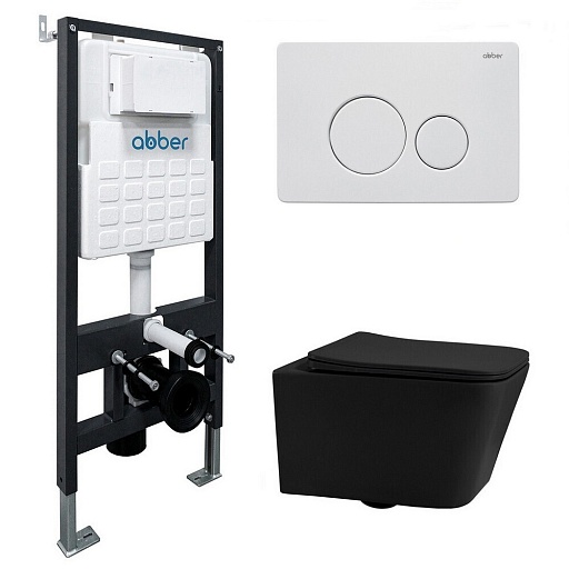 Комплект инсталляции Abber с унитазом Rechteck с кнопкой белой и сиденьем микролифт (AC1201MB-AC0105-AC0121MW) Комплект инсталляции Abber с унитазом Rechteck с кнопкой белой и сиденьем микролифт (AC1201MB-AC0105-AC0121MW)