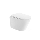 Унитаз подвесной Abber Bequem безободковый белый матовый с сиденьем дюропласт микролифт смыв торнадо (AC1102TMW) Унитаз подвесной Abber Bequem безободковый белый матовый с сиденьем дюропласт микролифт смыв торнадо (AC1102TMW)