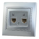 Розетка компьютерная с рамкой Lezard MIRA 701-1010-141 двойная скрытая установка металл серый Розетка компьютерная с рамкой Lezard MIRA 701-1010-141 двойная скрытая установка металл серый