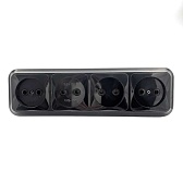 Розетка SVET четверная EV0361-8341 открытая установка черный без заземления Розетка SVET четверная EV0361-8341 открытая установка черный без заземления