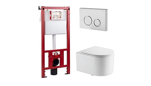 Комплект инсталляции Corsa Deco CX с унитазом Corsa Deco LXV Tornado с кнопкой хром и сиденьем дюропласт микролифт