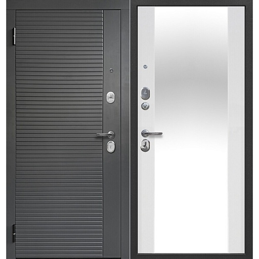 Дверь входная Ferroni Гарда левая сатин графит - белый матовый с зеркалом 860х2050 мм Дверь входная Ferroni Гарда левая сатин графит - белый матовый с зеркалом 860х2050 мм
