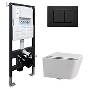 Комплект инсталляции Abber с унитазом Rechteck с кнопкой черной и сиденьем микролифт (AC1201-AC0105-AC0120MB)