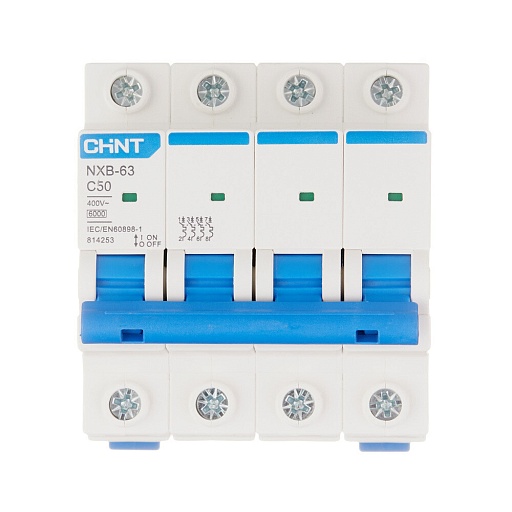 Автоматический выключатель модульный Chint NXB-63 4P 50А тип C 6 кА 400 В (814253)