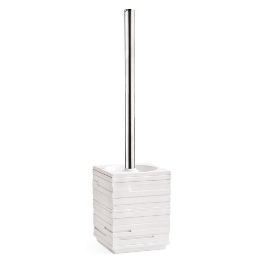 Ершик для унитаза WasserKraft Leine напольный металл/полирезин хром/белый (K-3827)