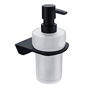Дозатор для мыла WasserKraft Elbe с держателем стекло матовый/металл черный (K-7299)