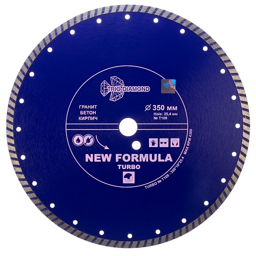 Диск алмазный по бетону Trio-Diamond New Formula Turbo 350х25,4х3,2 мм турбо сухой рез (T109) Диск алмазный по бетону Trio-Diamond New Formula Turbo 350х25,4х3,2 мм турбо сухой рез (T109)