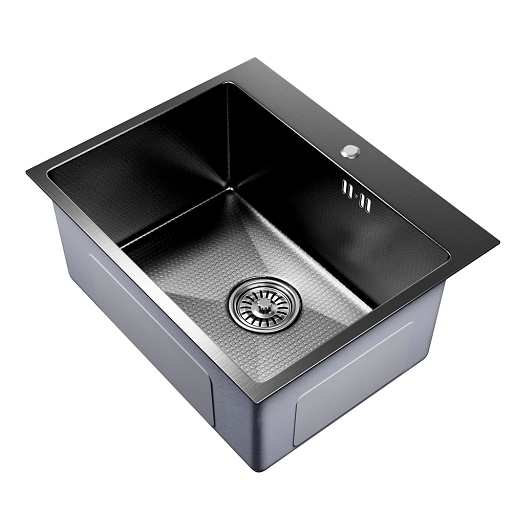 Мойка для кухни Mixline Pro 53х43х22 см врезная прямоугольная с сифоном нержавеющая сталь черная (552935)