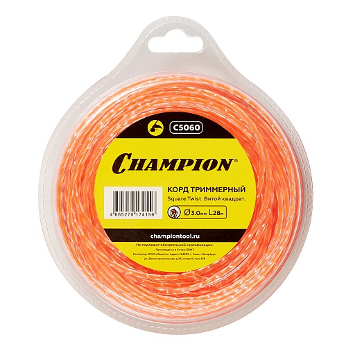 Леска для триммера Champion Square Twist DUO витой квадрат 3 мм х 28 м красная (C5060) Леска для триммера Champion Square Twist DUO витой квадрат 3 мм х 28 м красная (C5060)