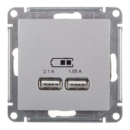 Розетка USB Systeme Electric AtlasDesign ATN000333 скрытая установка алюминий два модуля USB