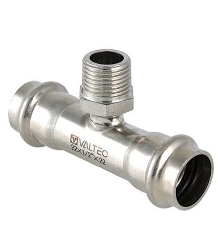 Тройник Valtec (VTi.933.I.280628) 28 мм х 1 НР(ш) х 28 мм нержавеющая сталь