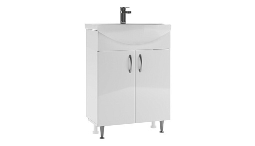 Комплект тумба с раковиной Айсберг Нева 60 см напольная белая (УПП00040336/1.WH11.0.246) Комплект тумба с раковиной Айсберг Нева 60 см напольная белая (УПП00040336/1.WH11.0.246)