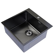 Мойка для кухни Mixline Pro 50х50х20 см врезная с сифоном сталь нано декор графит (556578)