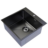 Мойка для кухни Mixline Pro 50х50х20 см врезная с сифоном сталь нано декор графит (556578)