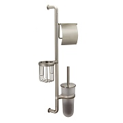 Стойка с бумагодержателем и ершом WasserKraft стекло/металл никель Стойка с бумагодержателем и ершом WasserKraft стекло/металл никель